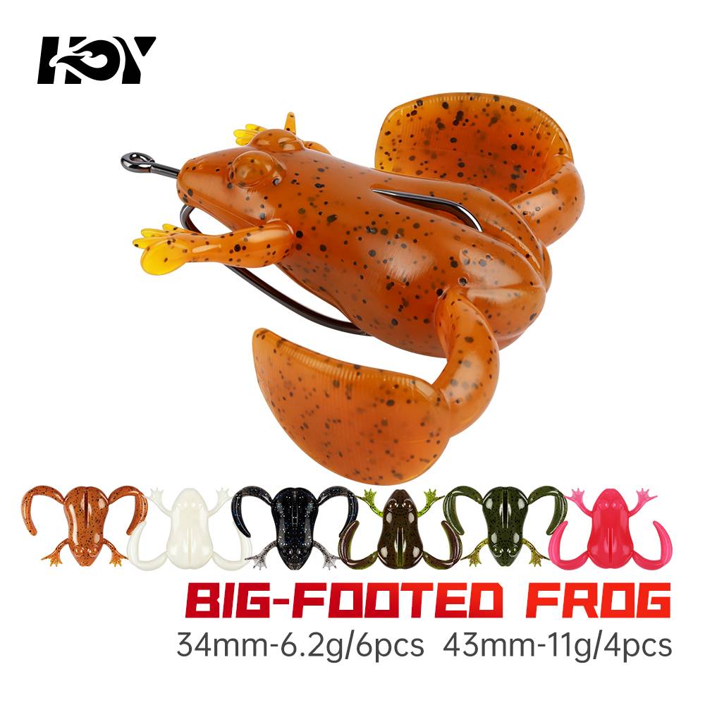 Kingdom 4pcs Big Footed Frog 34mm 6.2g 43mm 11g Floating Trout Bass Lure Silicone Swimbait For Pike Artifical Rubber Bait