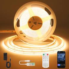 ACELUO Smart App COB LED Streifen Warmweiss, LED Streifen Dimmbar mit Timerfunktion, 8 mm Breite, LED Strip 5m für Schlafzimmer, Wand, Küche, Wohnzimmer, 3000K