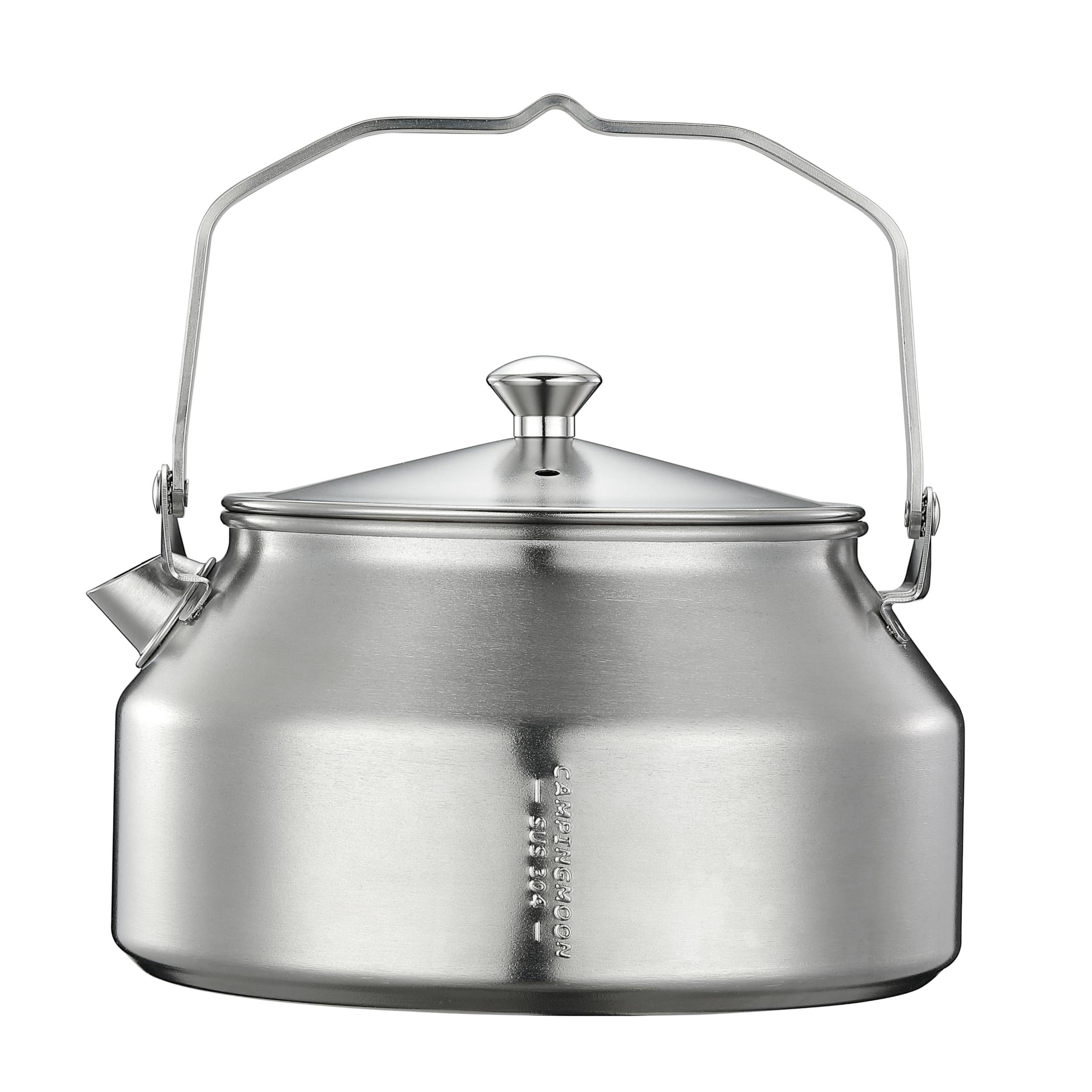 CAMPING MOON 1,0L SW-1 Mini Vattenkokare i Rostfritt Stål för Camping, Direkt Eldning, och Enkel Formpressad Rostfritt Stål 304