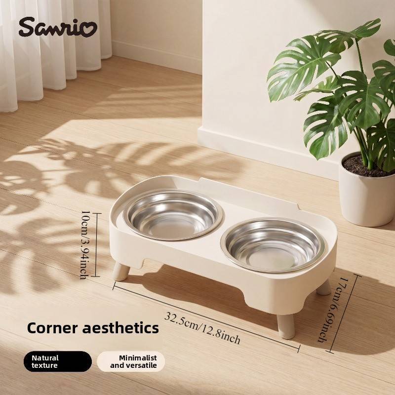 Official Licensed Elevated Double Pet Bowls, Stainless Steel Raised Cat Food & Water Bowl Set, Non-slip Dog Feeder With Stand, Pet Feeding Dishes For Cats, Kittens & Small Dogs