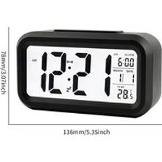Led digital v&#xE4;ckarklocka bordsklocka usb-port snooze elektronisk klocka dimmer snooze temperatur digital heminredningsklocka - Typ b svart