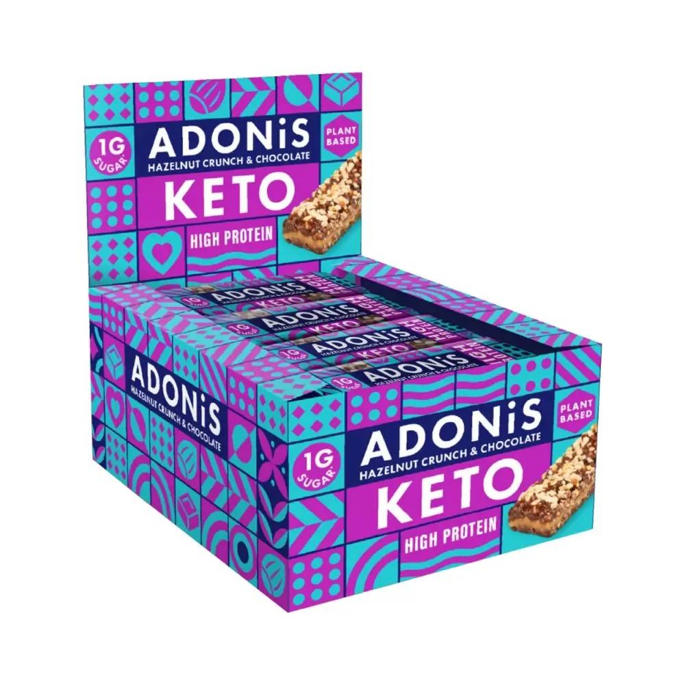 Adonis Foods - High Protein Keto Bar (16x45g) - Hazelnut Crunch - Hazelnut Crunch & Chocolate - 16x45g