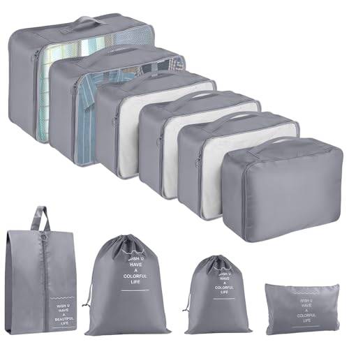 TXBOBECO 10 Stück Koffer Organizer Set, Packing Cubes, Grau