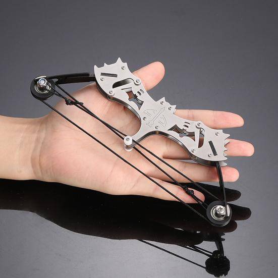 Yousheng Mini Bågskytte Båge Set Höger Mini Compound Bow Rostfri Stål Katapult för Jakt Säker sugkopp Arrow Game silver