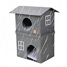 Foldable Pet Cat House | Cold Weather Cat House | Indoor Cat House | Quick Assembly Cat Bed | Semi-enclosed Pet House Convenient Door Access Polyester For Rest And Playful Adventures In A Large Cube