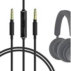 Geekria ljudkabel med mikrofon kompatibel med Bang & Olufsen B&O HX, H9i, H8i-kabel, 3,5 mm flätad nylon ersättningsstereosladd med inbyggd mikrofon och volymkontroll (4 fot/1,2 m)