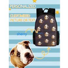 [DIY] Customizable Large Capacity Backpack, Laptop Bag, School Bag, Commuter Bag, Portrait Photo Customized, Gift, Novel, Head Shot, Gift For Friend/L - Black
