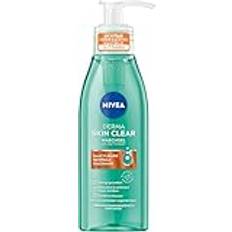NIVEA Derma Skin Clear Wash Gel för en synligt förbättrad hudbild, effektiv ansiktsrengöring för oren hud med salicylsyra och niacinamid (150 ml)
