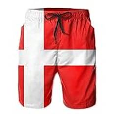 Löpning sport kort flagga Danmark herr strandshorts dragsko midjeband badbyxor vardag surfbyxor för gym, simning, pooler, Herrshorts 1784, XXL
