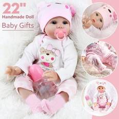 TEMPSA 22 tommer Reborn Baby Dukker Interaktiv Silikone Nyfødt Dukke Børn Sødt Legetøj Legekammerat Gave til Barn
