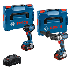 Bosch Professional Elværktøjssæt GSR 18V-110C + GDR 18V-210C med 2 stk. batteri og lader