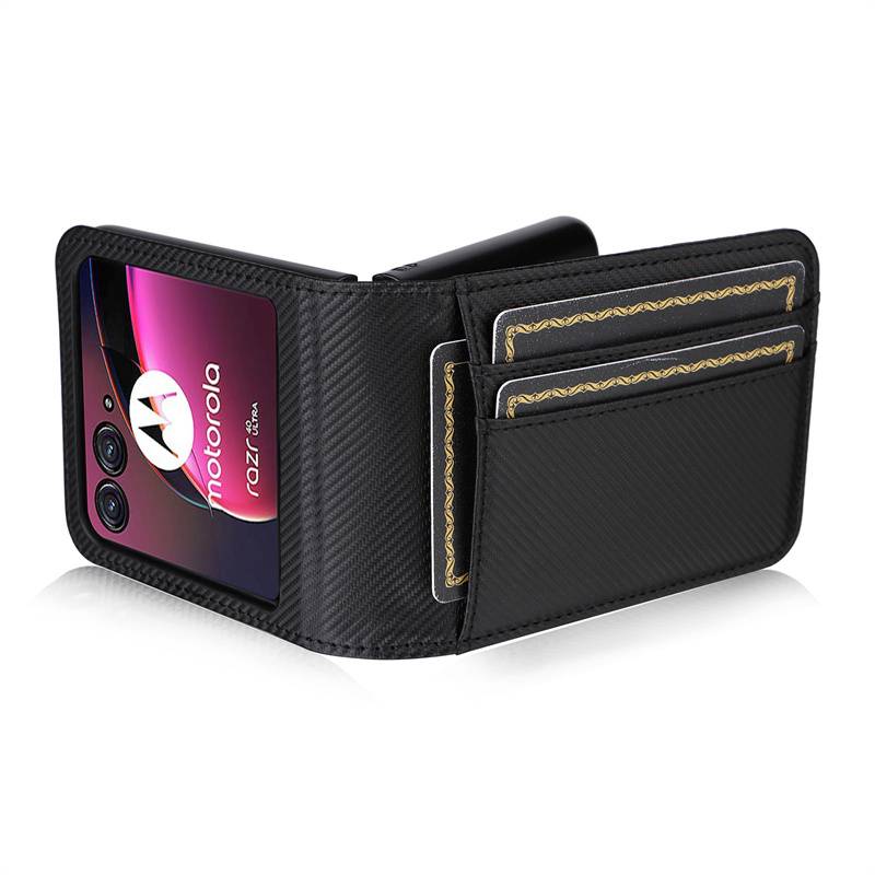 For Motorola Razr 40 Ultra Case Cover Carbon Fiber Wallet Leather Flip Multi-card slot Cover For Moto Razr+ Plus 2023 Phone Case