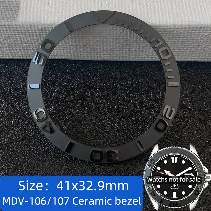 41*32.9mm Matte Black Ceramic Bezel Raised Scale Watch Parts for Casio 2784 MDV-106 MDV-107 Duro Marlin