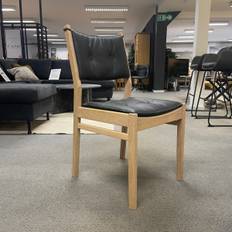 6 x Saxo spisebordsstol - massiv eg hvidolie/sort læder - outlet