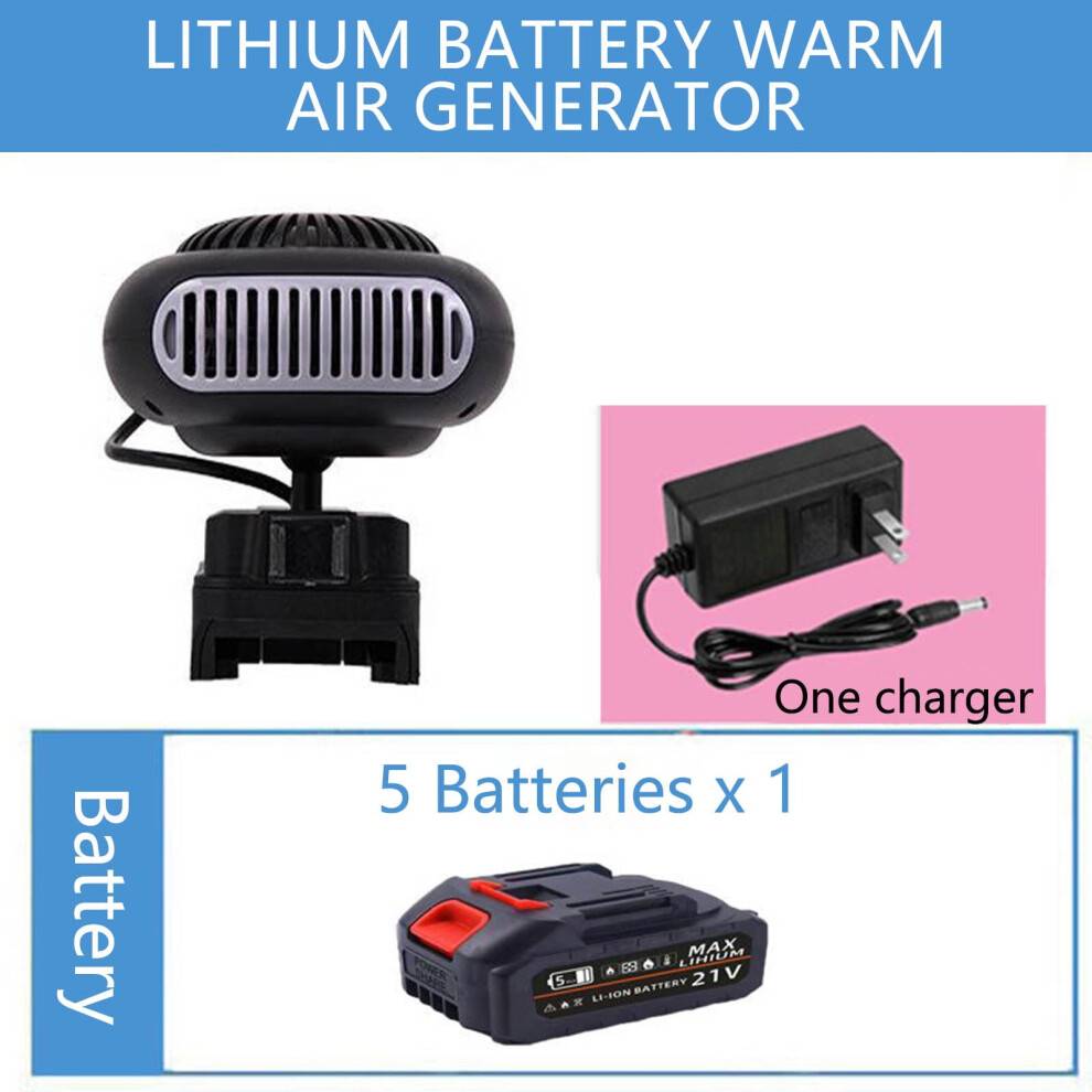 Bærbar bilvarmer med 1500mAh batteri, rudeafrimning og oplader, anti-vippe design – kompatibel med biler, kontor