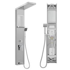 NAIZY Duschpanel med armatur, 5-i-1 duschsystem med inbyggd hylla multifunktionell duschset inklusive handdusch massagedusch vattenfallsdusch regnduschkran, 304 rostfritt stål duschset (silver)