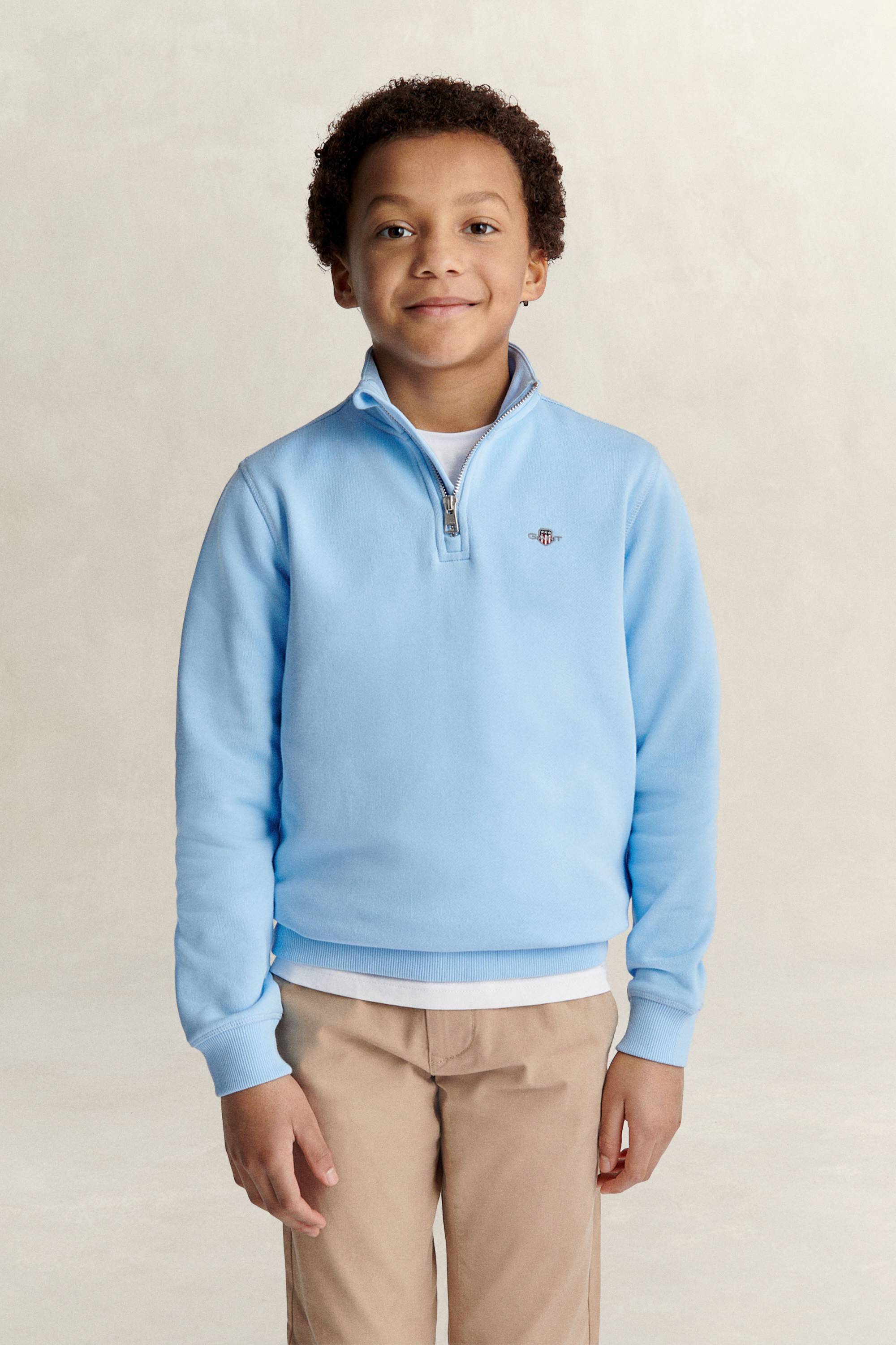 GANT Tonåring Teen Boys sweatshirt med half-zip och sköldemblem (134/140) SKY Blå
