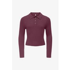 KIDS ONLY - Topp kogMila LS Rib Button Polo Neck CP - Röd
