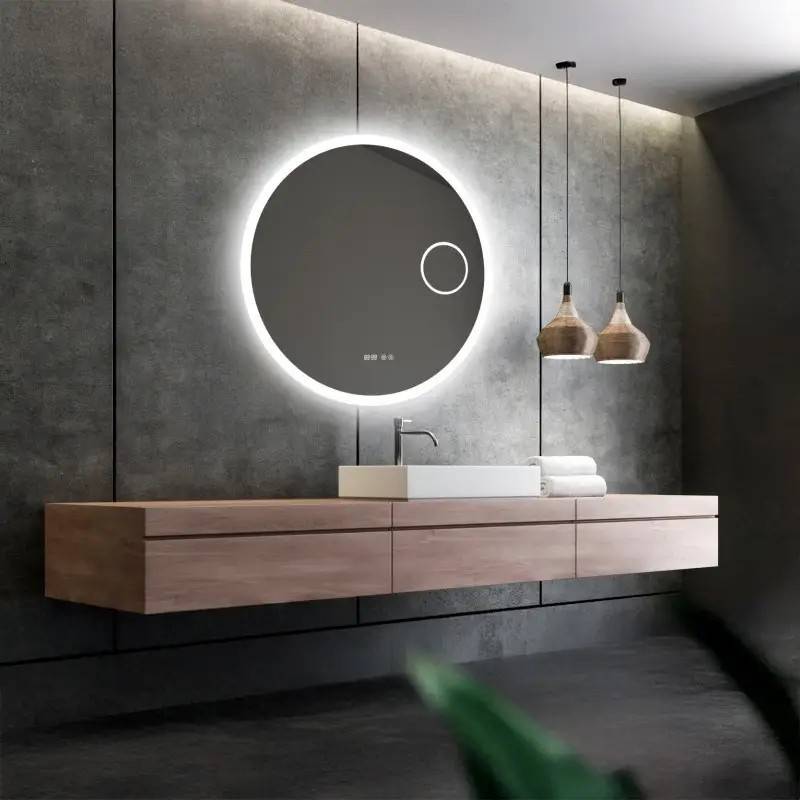 Nordic Bad Sandra 7 rundt LED-spejl, m/antidug, kosmetik og højtaler, Ø110 cm