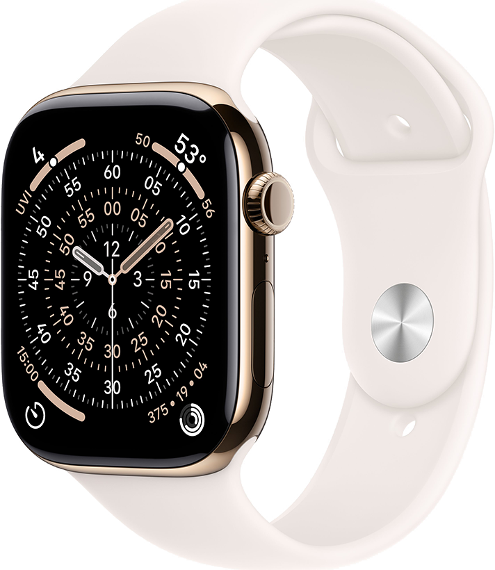 Apple Watch Series 11 GPS + Cellular 46mm Titaniumboett Guld • Sportband Rosé - M/L
