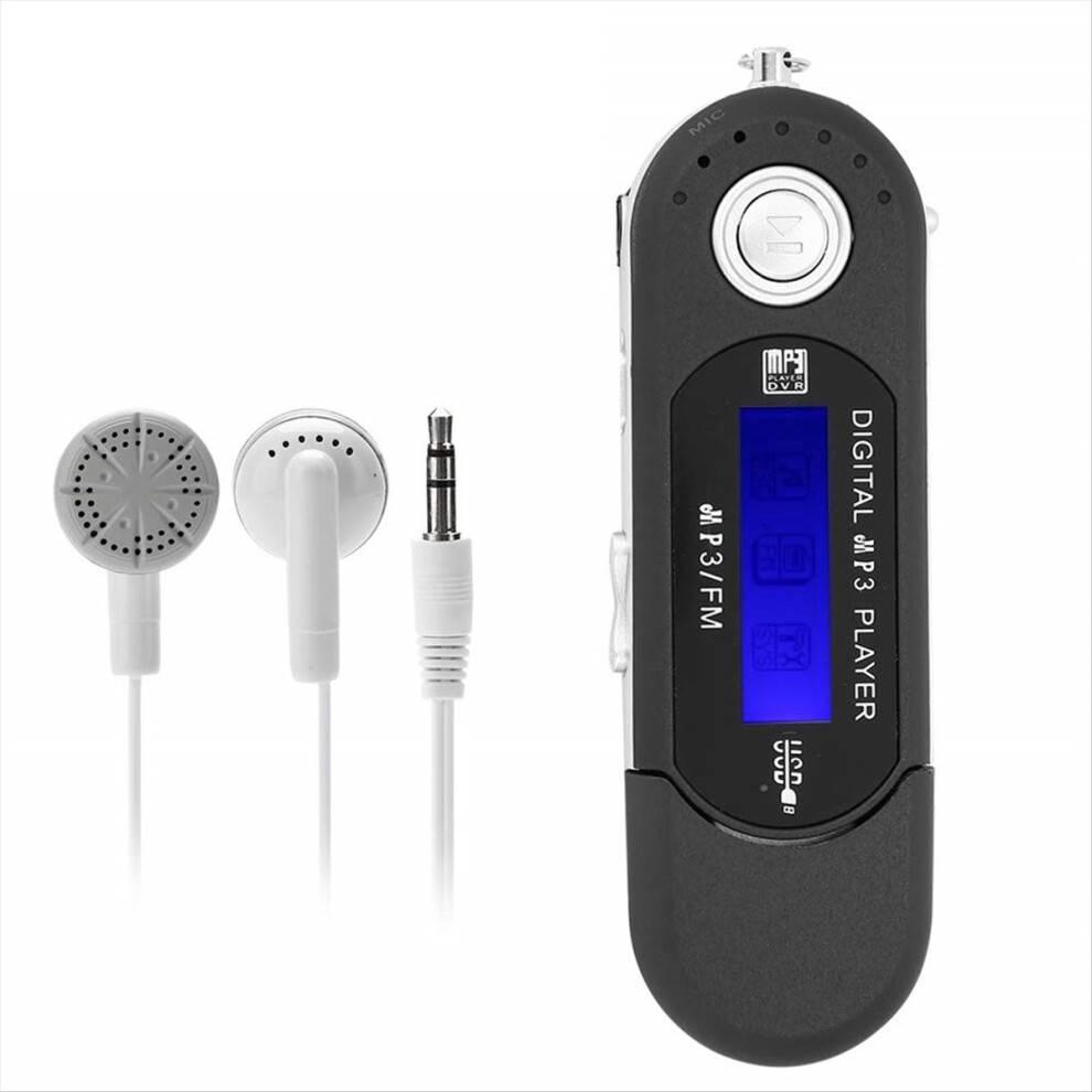 MP3-afspiller med 8 GB høretelefoner, med LCD-skærm til gang (sort)