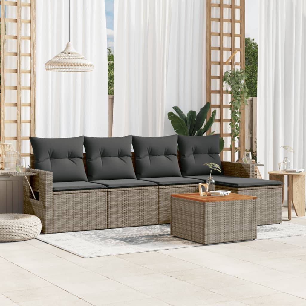 Sofasæt Til Haven 6 Dele Med Hynder Polyrattan - Grå