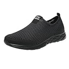 Skor för par, sneakers män sommar luftiga sneakers andas sportskor mjuka lätta joggingskor halkfria utomhusskor mesh slitstarka träningsskor slip-on fritidsskor, svart, 45 EU