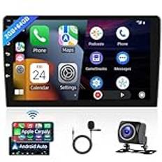 Hodozzy Bilradio 10,1 tum 2 GB + 32 GB trådlös carplay trådlös Android bil, radio Android 11 med pekskärm 2 Din Bluetooth HiFi GPS navigering WiFi FM RDS Radio Car Stereo, backkamera