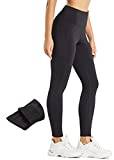 Comallan Dam vinter termo leggings, vattentät löpning yoga fitness träning vandringsbyxor sportbyxor fodrade med fleece och fickor, Schwarz, M