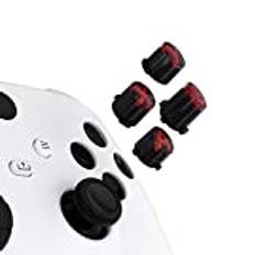 eXtremeRate Ersättning Custom ABXY Action Buttons för Xbox Series X & S Controller, Three-Tone Svart & Klar med Karminröd Klassiska Symboler A B X Y Keys för Xbox One S/X, Elite V1/V2 Controller