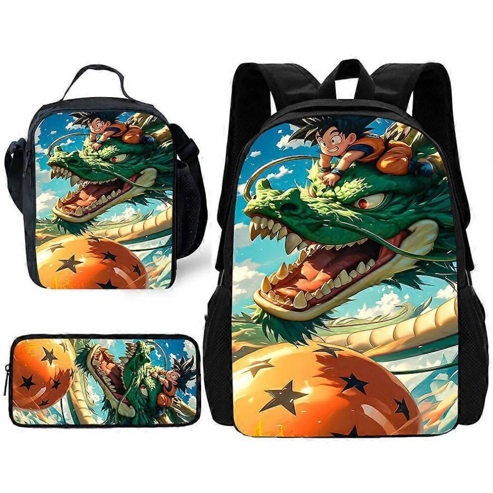 (TZ-199X10A7) pcs set Cute Anime Child School Backpack with Lunch For G-Gokus Bags ,Pencil Bags ,School Bags for Boys Girls Best Gift