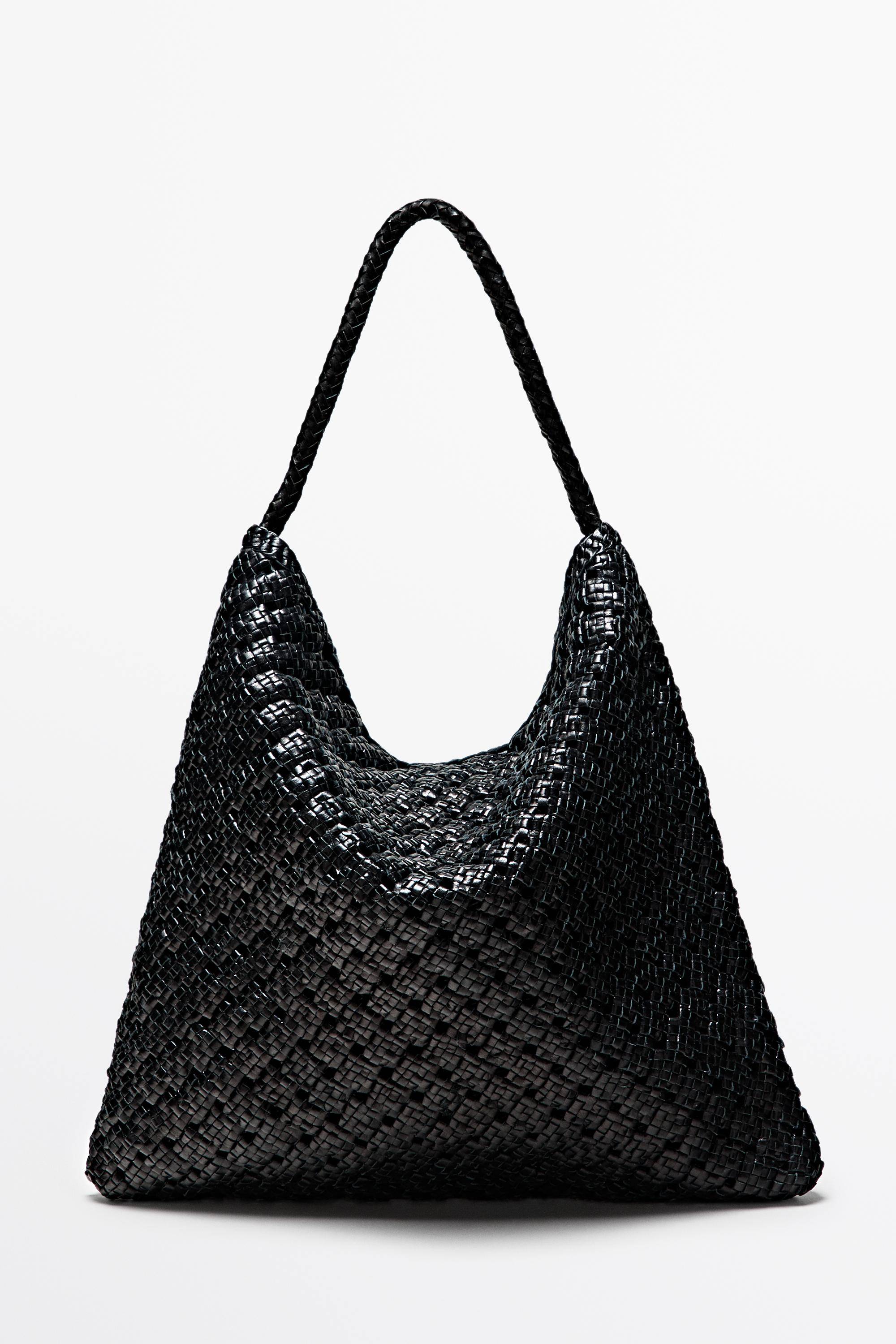Massimo Dutti - Female - Flettet Taske I Nappalæder - Sort - 01