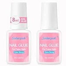 Sularpek 2 stycken 8 ml nagellim för konstgjorda naglar, extra stark nagellim, nagellim med pensel, lim för press på nageltips, nagellim, konstgjorda naglar, falska akrylnaglar, hus/salong