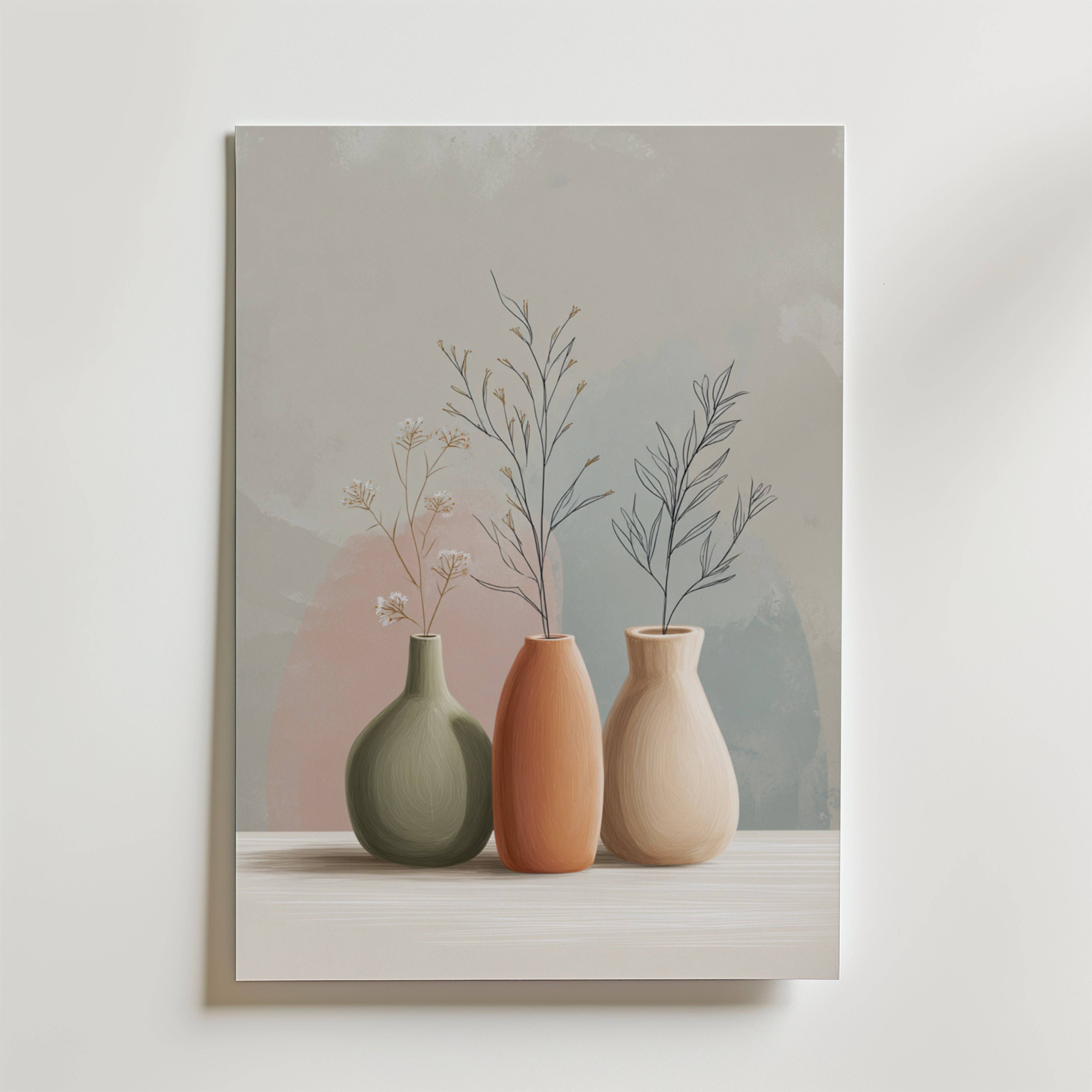 Soft Stillness Vases Poster - Premium Canvas 40x50 cm