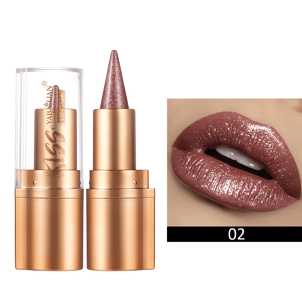 6-color Pointed Pearlescent Lipsticks, Waterproof And Long-lasting Colors, Compact And Portable, Suitable For Types