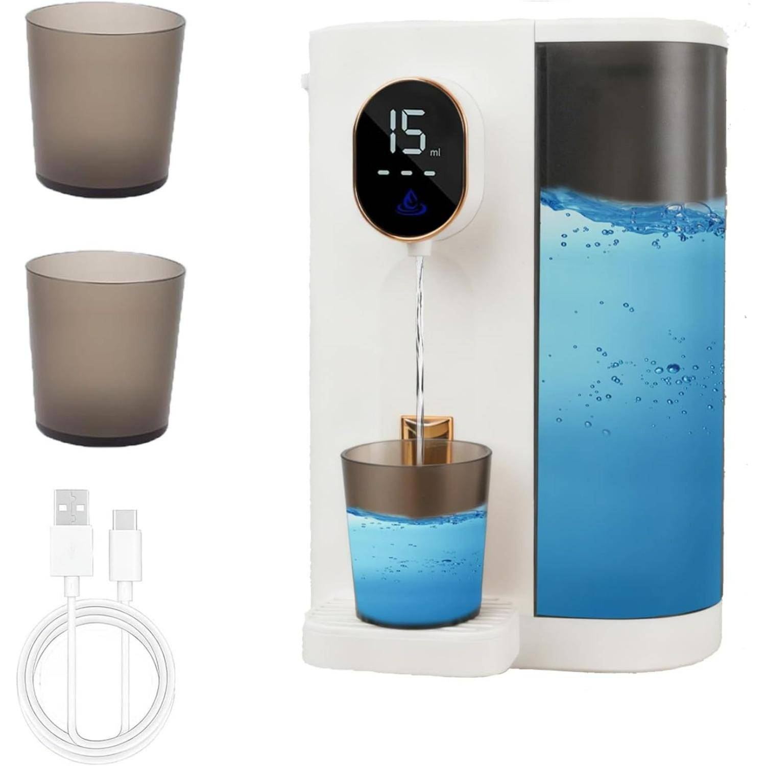 Munsköljdispenser för Badrum, 20,3 oz Automatisk Munsköljdispenser för Barn och Vuxna med Magnetiska Muggar, 4 Nivåer för Dosering, Väggmonterad Elekt