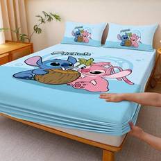 1 st Stitch Lakan, Disney Sängkläder, Madrassskydd, Sängöverdrag, Mysig hemtextil, Andnings- och Anti-Pilling Madrass Skydd, Tecknat mönster sängöverd - Blå - Multi-size