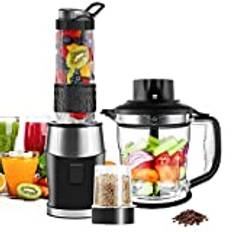 Smoothie-maskin, 700 watt mixer, smoothie-mixer, multifunktionell smoothie-maskin/köttkvarn/iskross/kaffekvarn med 570 ml BPA-fri sportflaska i tritan