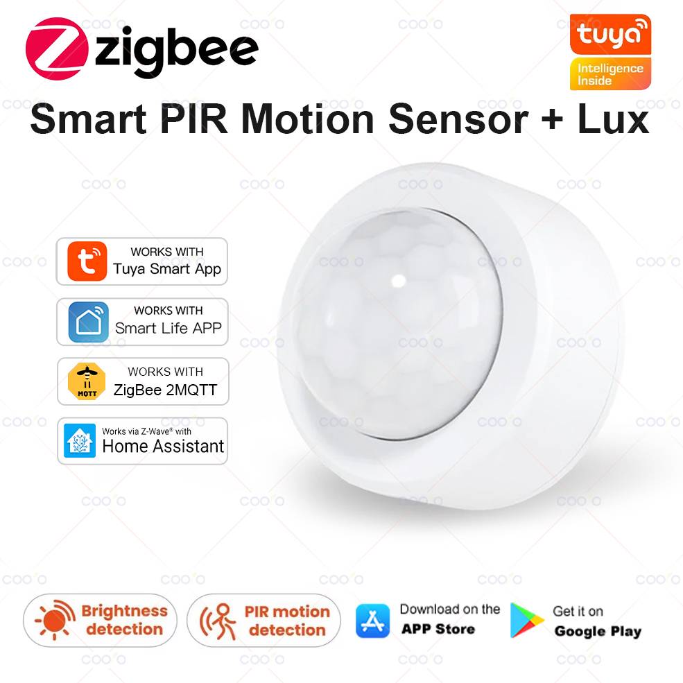 Tuya Zigbee Smart PIR Motion Sensor Infrared Detector with Lux Detection Anti-theft Alarm Sensor Wireless Security Protection
