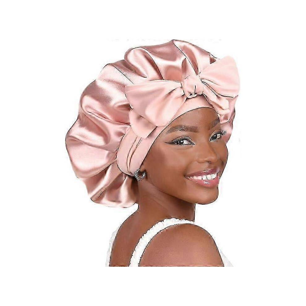 YANIBEST Satin Bonnet Silk Bonnet for Sleeping Double Layer Satin Lined Hair Cap with Band Women Hats