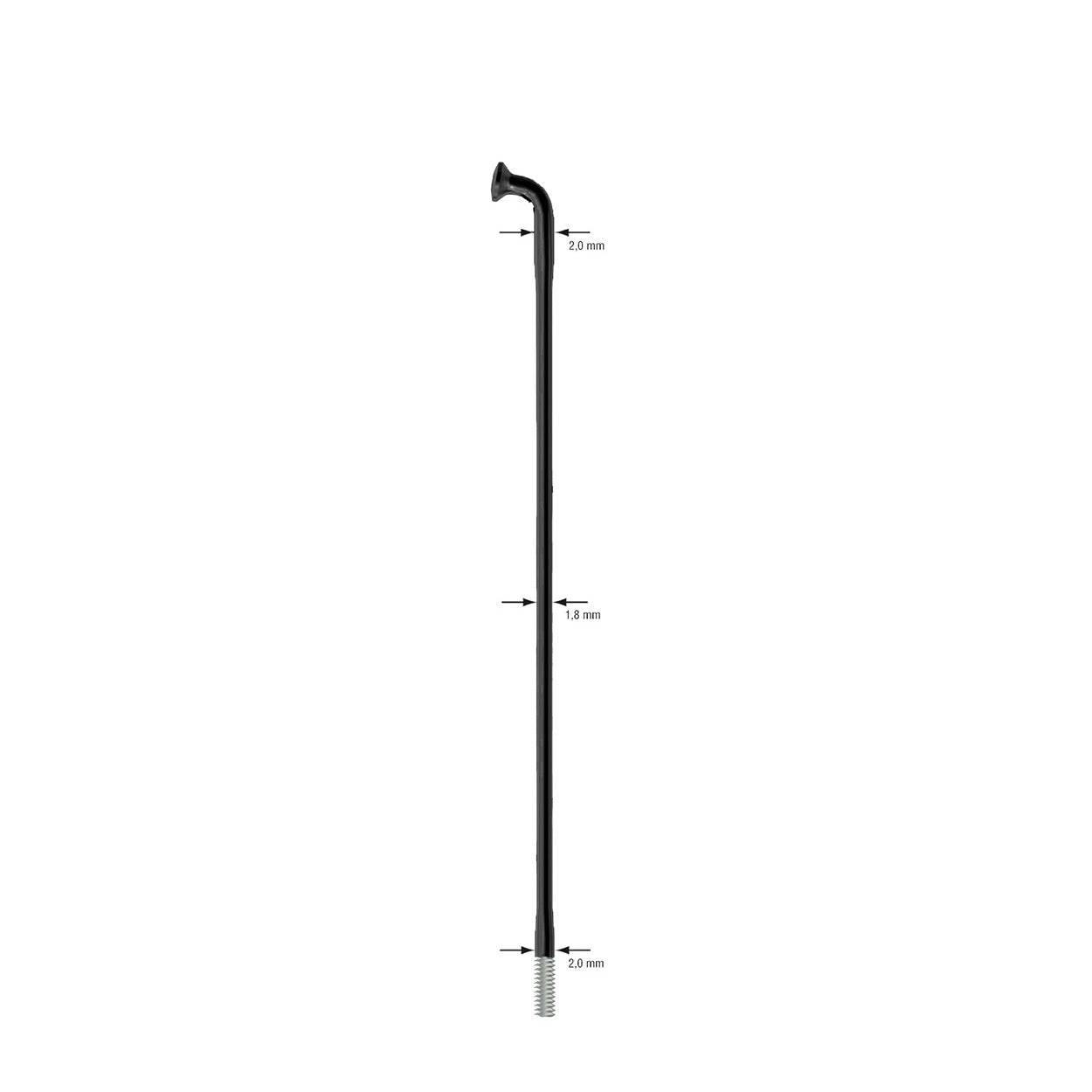 Sapim Race Eker J-Bend 2,0/1,8/2,0mm 14G - Svart, 288 mm