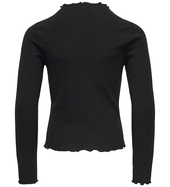 Kids Only Bluse - Rib - KogEmma - Sort - Kids Only - 9-10 år (134-140) - Bluse