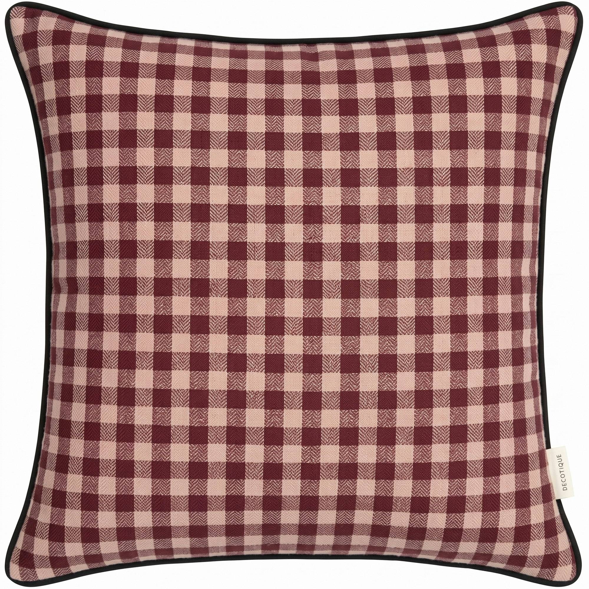 Decotique Outline Check Kudde 50x50 Cm Vinröd - Prydnadskuddar & Fodral Bomull Vinröd - 7340149807133