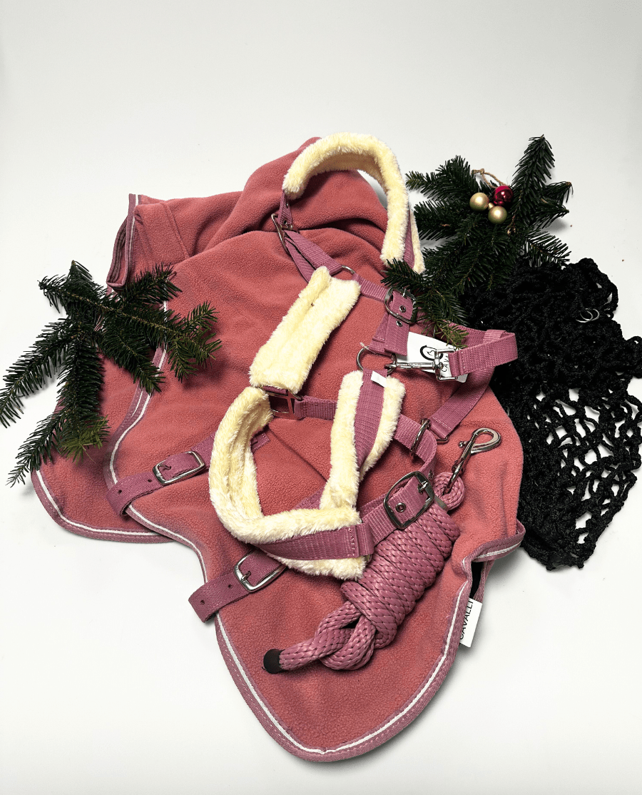 Cavalli Fleecedækken + Grime + Træktov + Cavalli Hønet - Old Rose - Cob / 145
