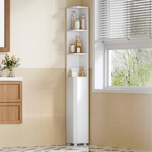 Hzuaneri Badezimmerschrank, Eckschrank Badschrank, verstell. Regalen