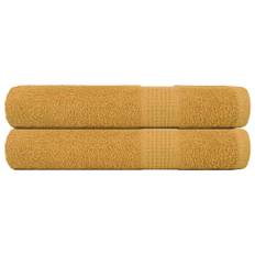 vidaXL håndklæder 2 stk. 100x200 cm 360 g/m2 100 % bomuld guldfarvet