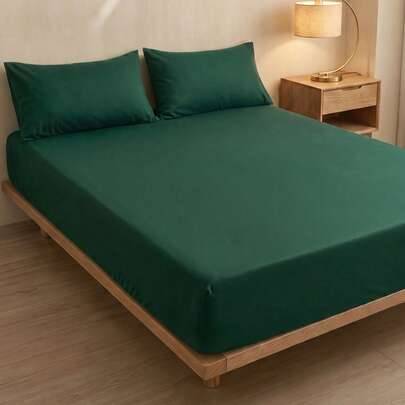 1 st enfärgat mörkgrönt stretchlakan, madrasskydd och madrassöverdrag, mjukt och andningsbart, för twin, full, queen och king size, djup ficka upp til - Mörk Grön (Multi-size)