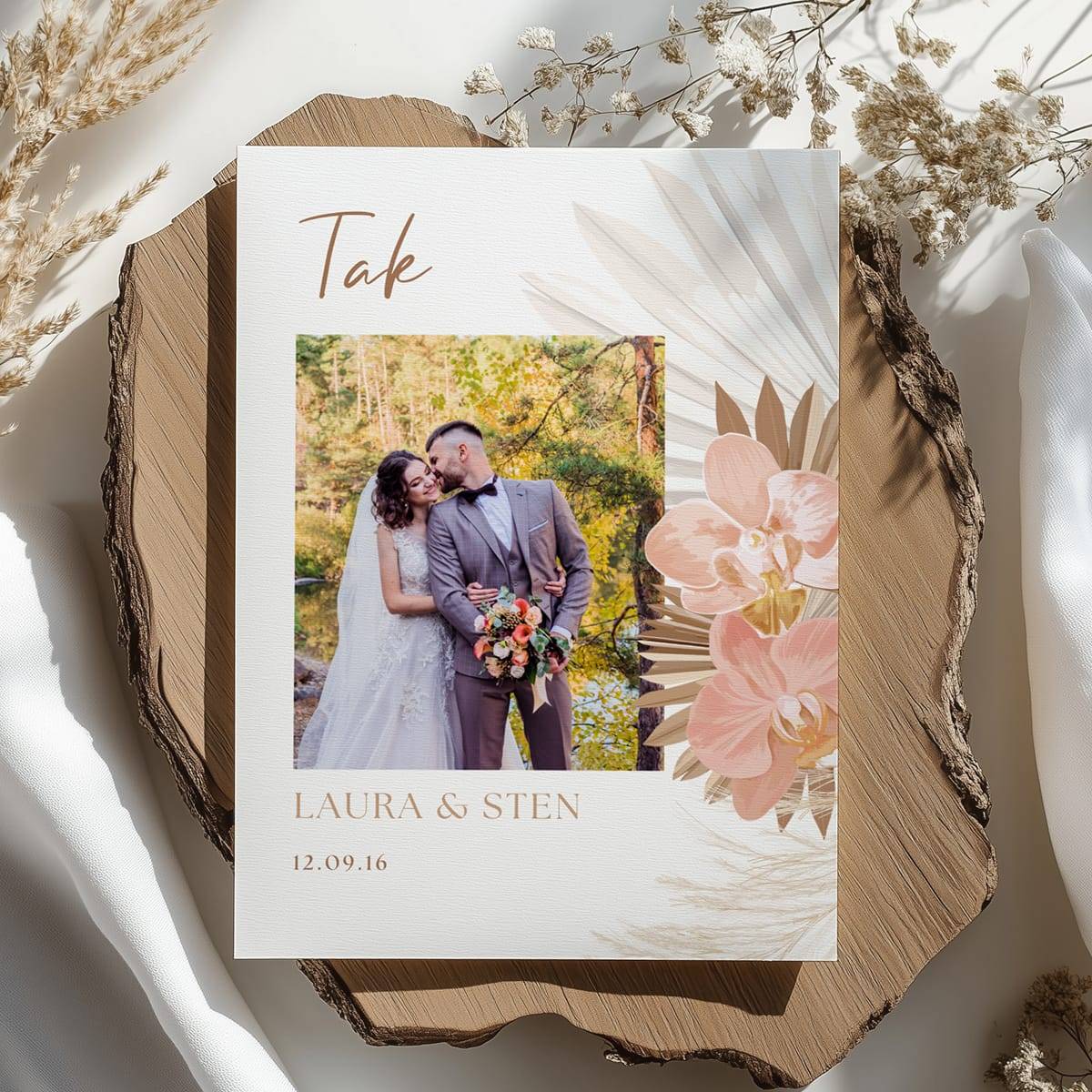 Takkekort Bryllup | Palm - A5 (Stor) / Fladt