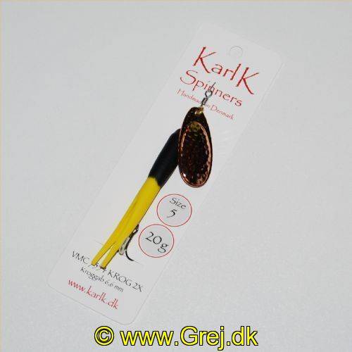 Karl K Spinners - Skjern Å - 20g - Str. 5 - Sort/Gul gummi og Kobber blad