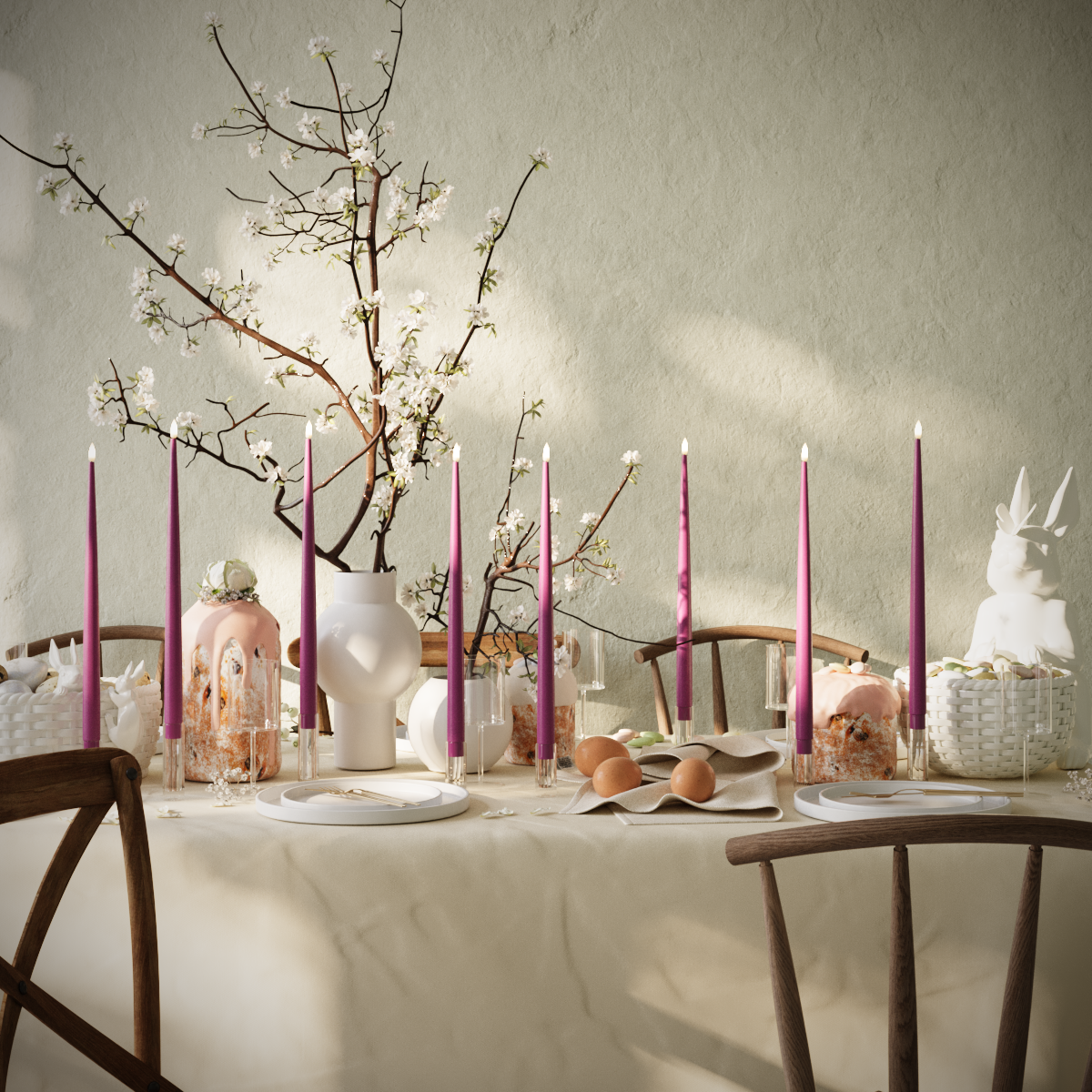 LED Ljus Med Lack paket - Violet - 8 st 38 cm Ljus Med Lack